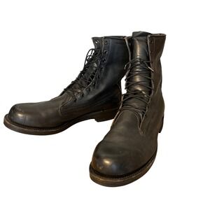 Vintage US Military Combat Boots Black Leather Lace Up 1987 Size 9.5 D